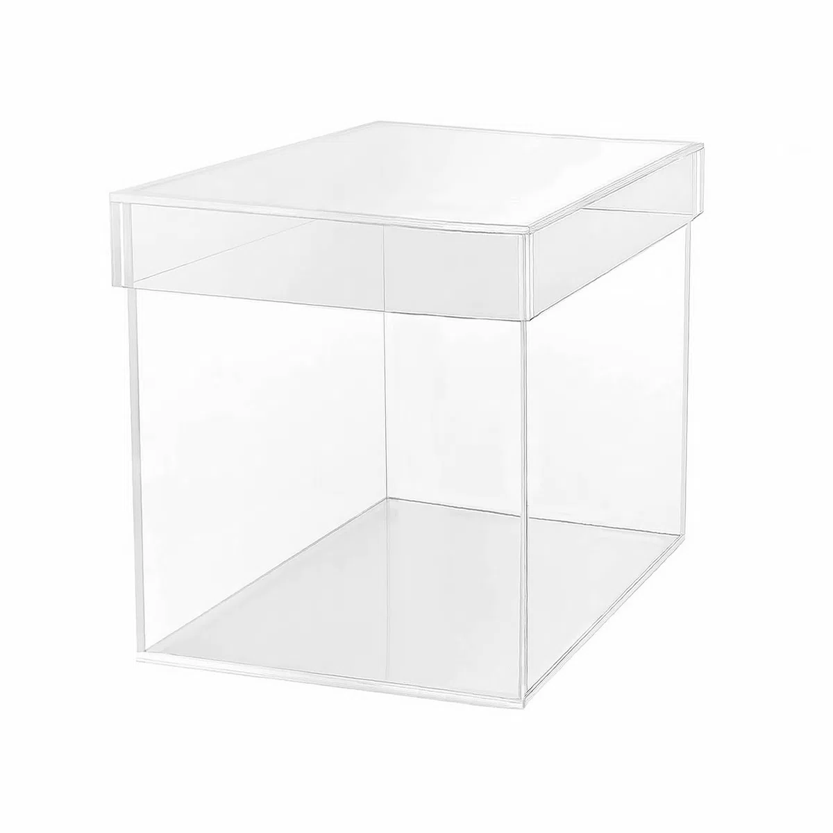 TUKA-i-AKUT 20x20x20cm Acrylbox 5-Seitig mit Deckel, Würfelform Acryl Schaukasten Transparente Geschenkbox, Präsentationsbox Vitrine für Museum Sammler Schmuck Kosmetik Deko Aufbewahrung, TKD8254