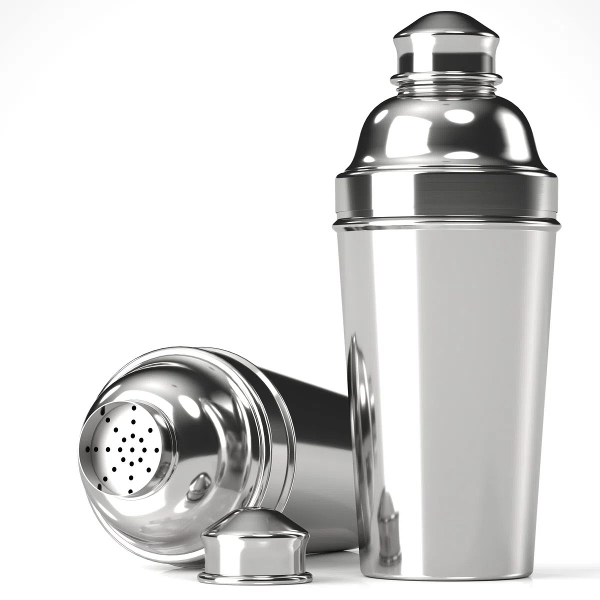 Grande shaker per cocktail da 1,8 l, in acciaio inox, color argento, per cocktail da barista, miscelatore per bevande da 1,8 l, colino integrato