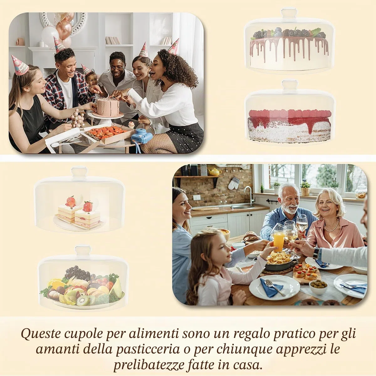 Copertura per torta in vetro da 27,9 cm, per alzata per torte, trasparente con coperchio a cupola in vetro per esposizione e protezione, adatta per cucina, compleanni e matrimoni