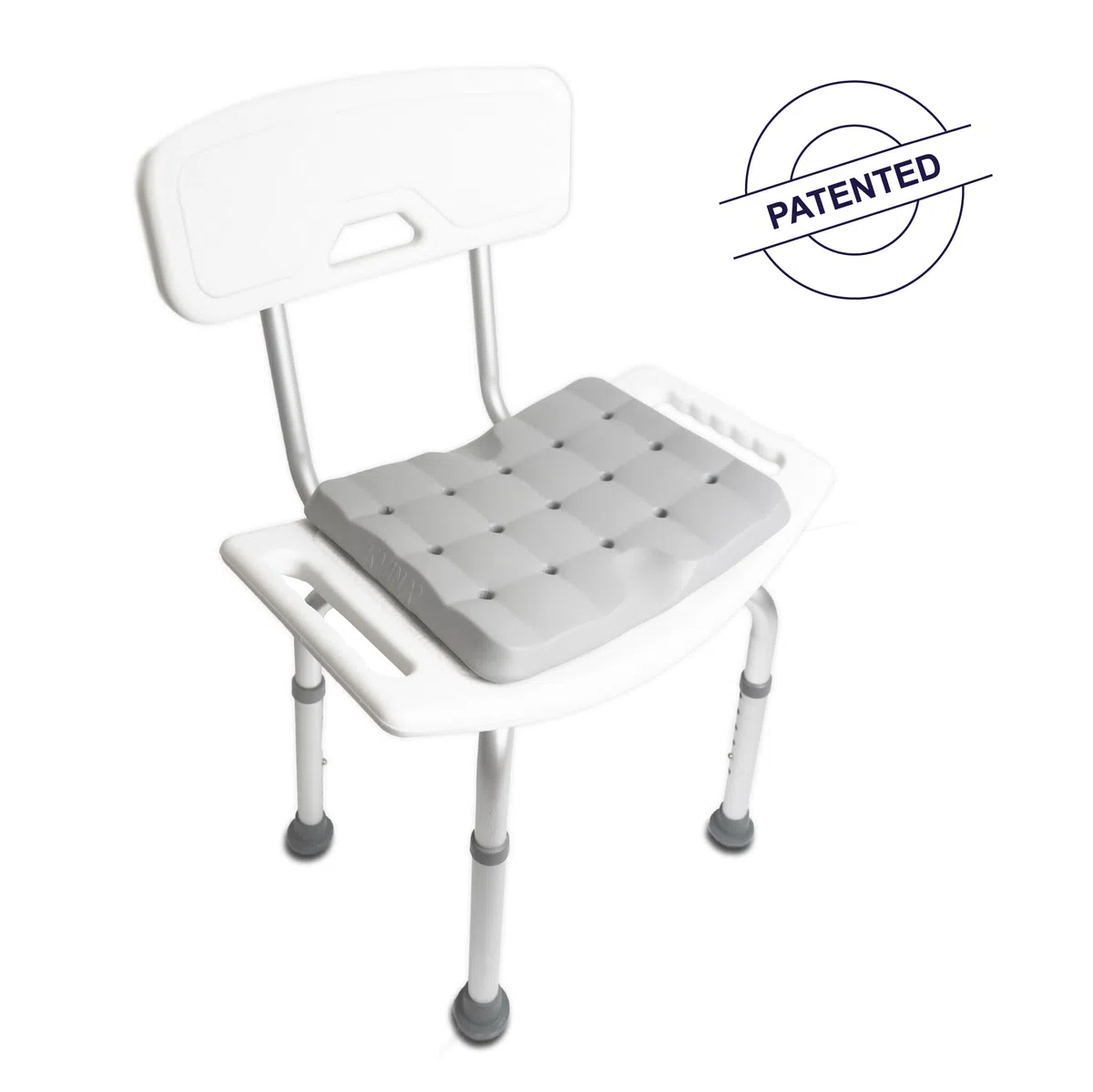 KMINA Cuscino Doccia per Seduta (35x27x3 cm), Cuscino Sedia Doccia Impermeabile, Schiuma Antiscivolo, Grigio – Prodotto in Europa