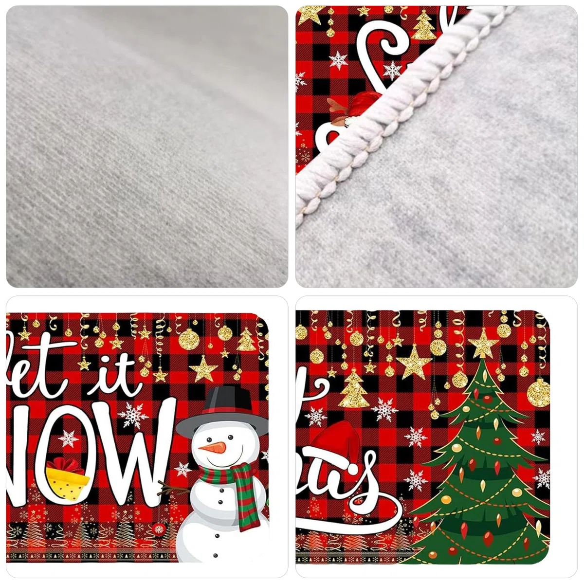 PLUSHCEWT Set di 2 tappeti da cucina natalizi, antiscivolo, lavabili, motivo natalizio con motivo a quadri di bufalo rosso, decorazione natalizia per la cucina (40 x 120 cm + 40 x 60 cm)