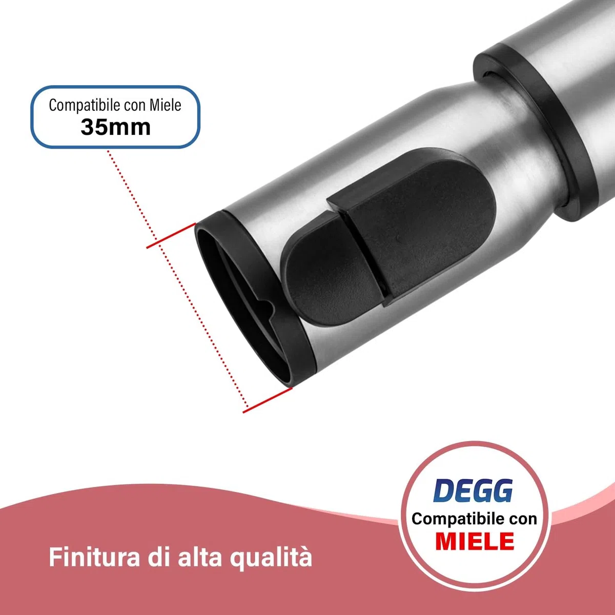DEGG Tubo Telescopico, Compatibile con Aspirapolvere Miele 35mm Classic C1, Complete C2 & C3, Guard S1, M1 & L1, Tubo di Estensione, Accessori di Ricambio