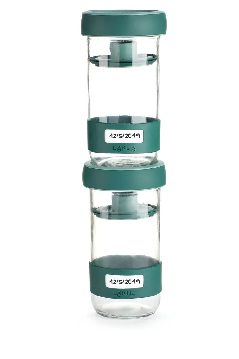Lékué Kit di attrezzi per la preparazione di sottaceti fatti in casa con contenitore, Verde, Singolo, 700 ml