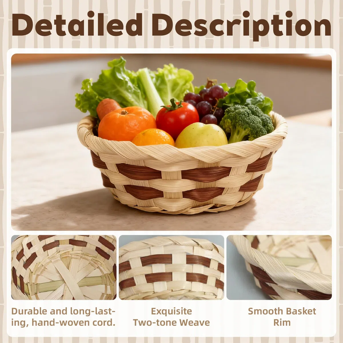 10 Confezione di cestini rotondi regalo, cestino per pane in bambù, cestino piccolo in bambù da 17 cm, cestino per alimenti intrecciato rotondo per frutta, verdura, snack riutilizzabile, per