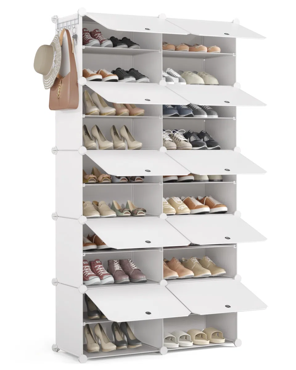 Mondeer Scarpiera in plastica a 10 livelli, portascarpe organizer per 40 paia di scarpe, salvaspazio, per corridoio, camera da letto, soggiorno, ingresso (bianco)