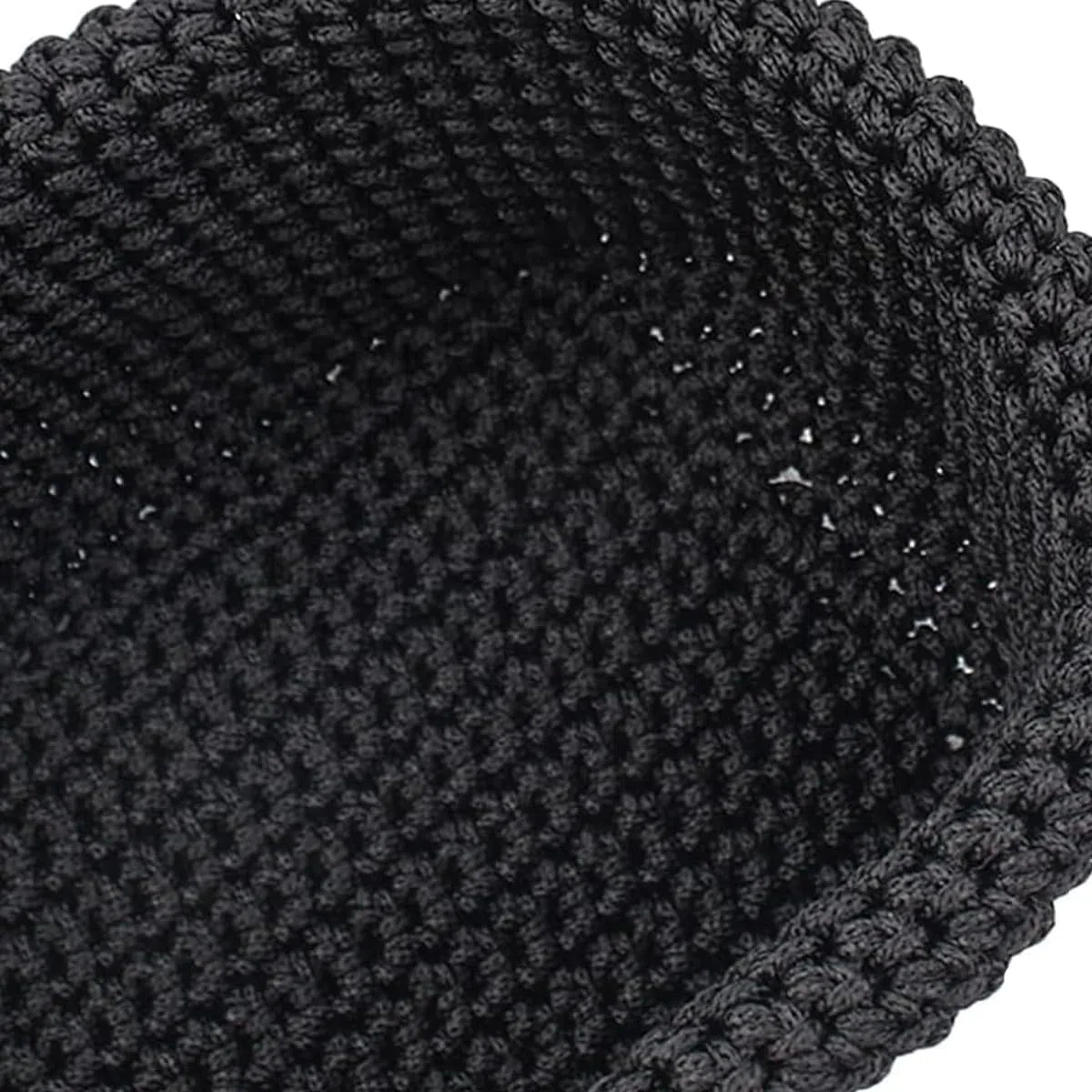 2 cestini portaoggetti neri all'uncinetto intrecciati a mano in filo di seta ghiacciata, pieghevoli, per camera da letto, bagno, ufficio, piccoli oggetti, asciugamani