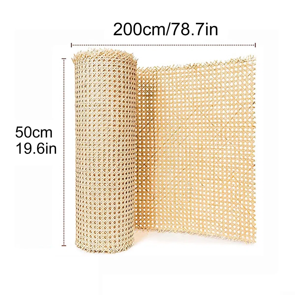 Rotolo di rete in rattan naturale, 50 x 200 cm, tessitura a mano, buona elasticità, alta traspirabilità, per fai da te, armadi, sedie, mobili e soffitti