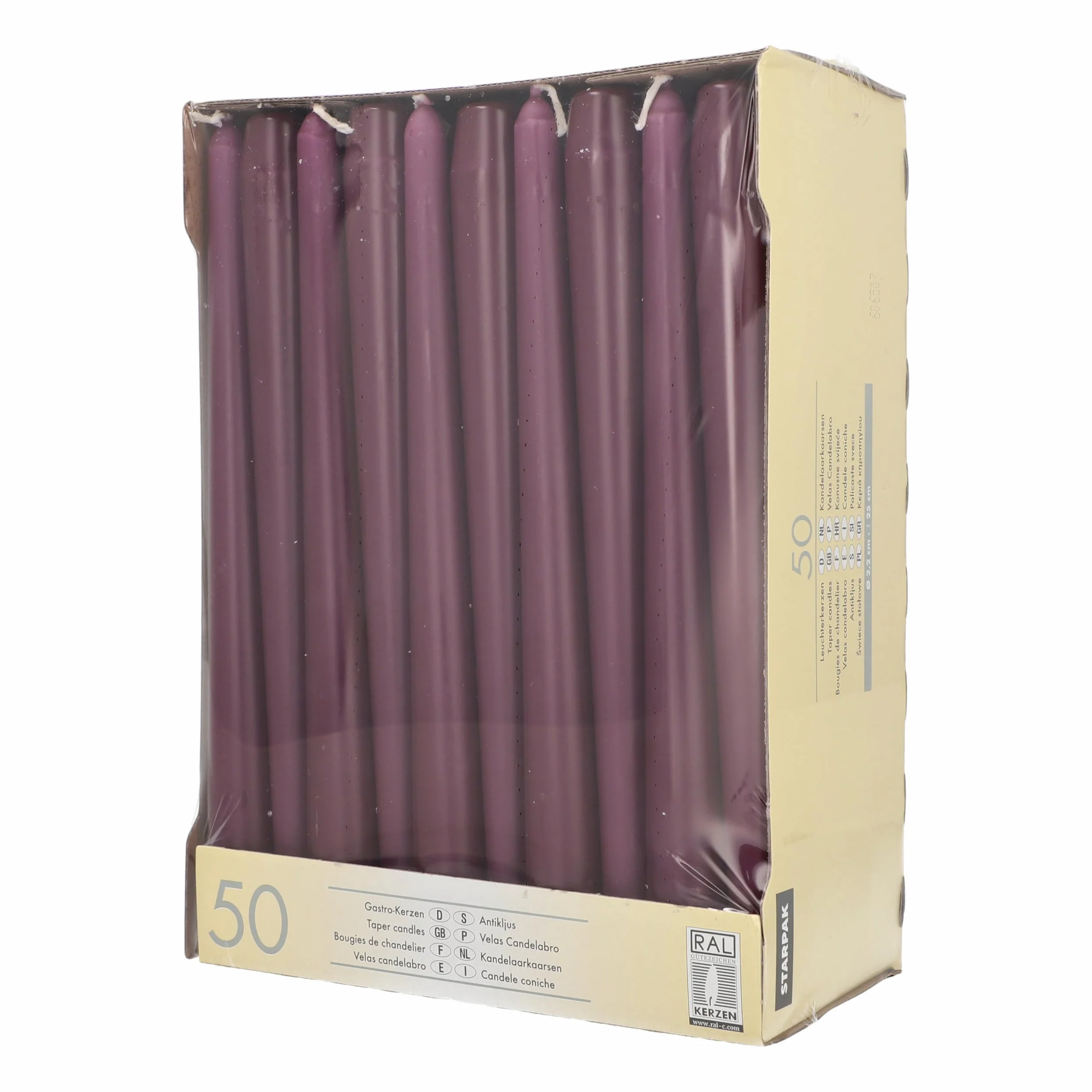 PAPSTAR, 50 candele Ø 2,2 cm · 25 cm viola