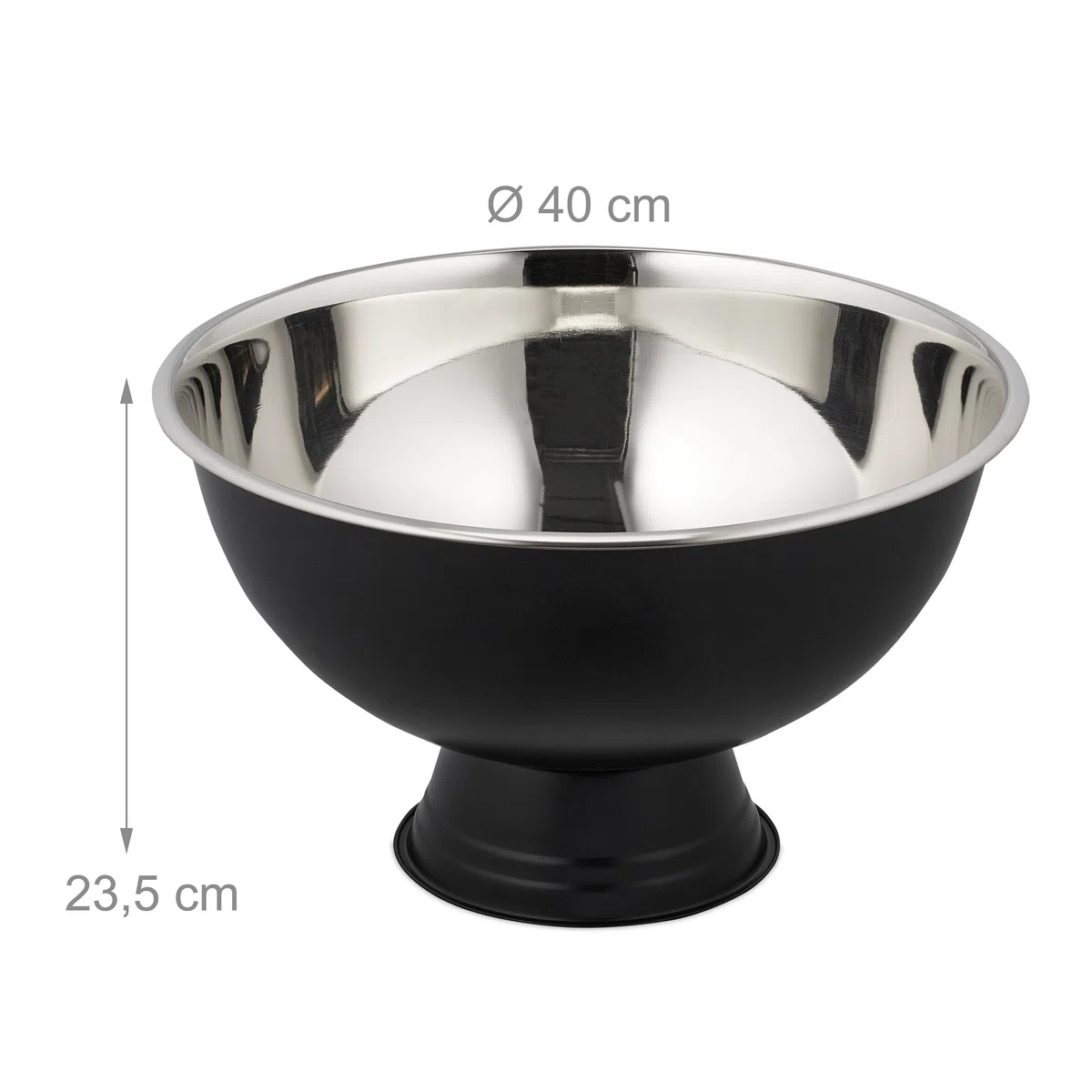 Relaxdays Secchiello Ghiaccio Bottiglie Vino, Champagne, Cestello Acciaio Inox, HxD: 23,5 x 40 cm, Portabottiglie, Nero