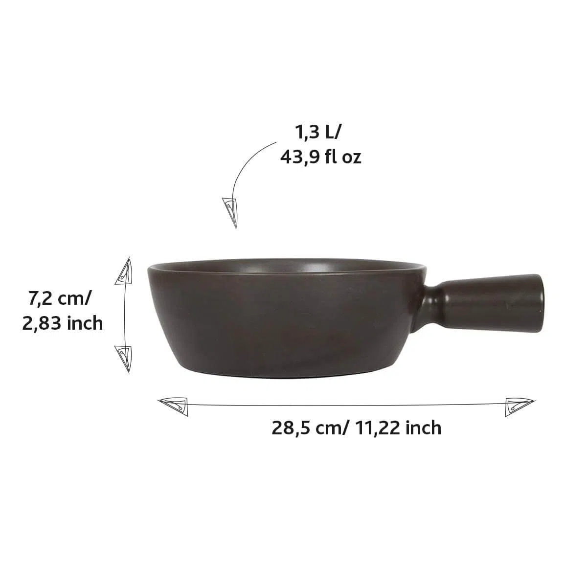 Boska Pentola per fonduta di formaggio, per stufa a gas, lavabile in lavastoviglie, in ceramica, nero, 1,3 litri
