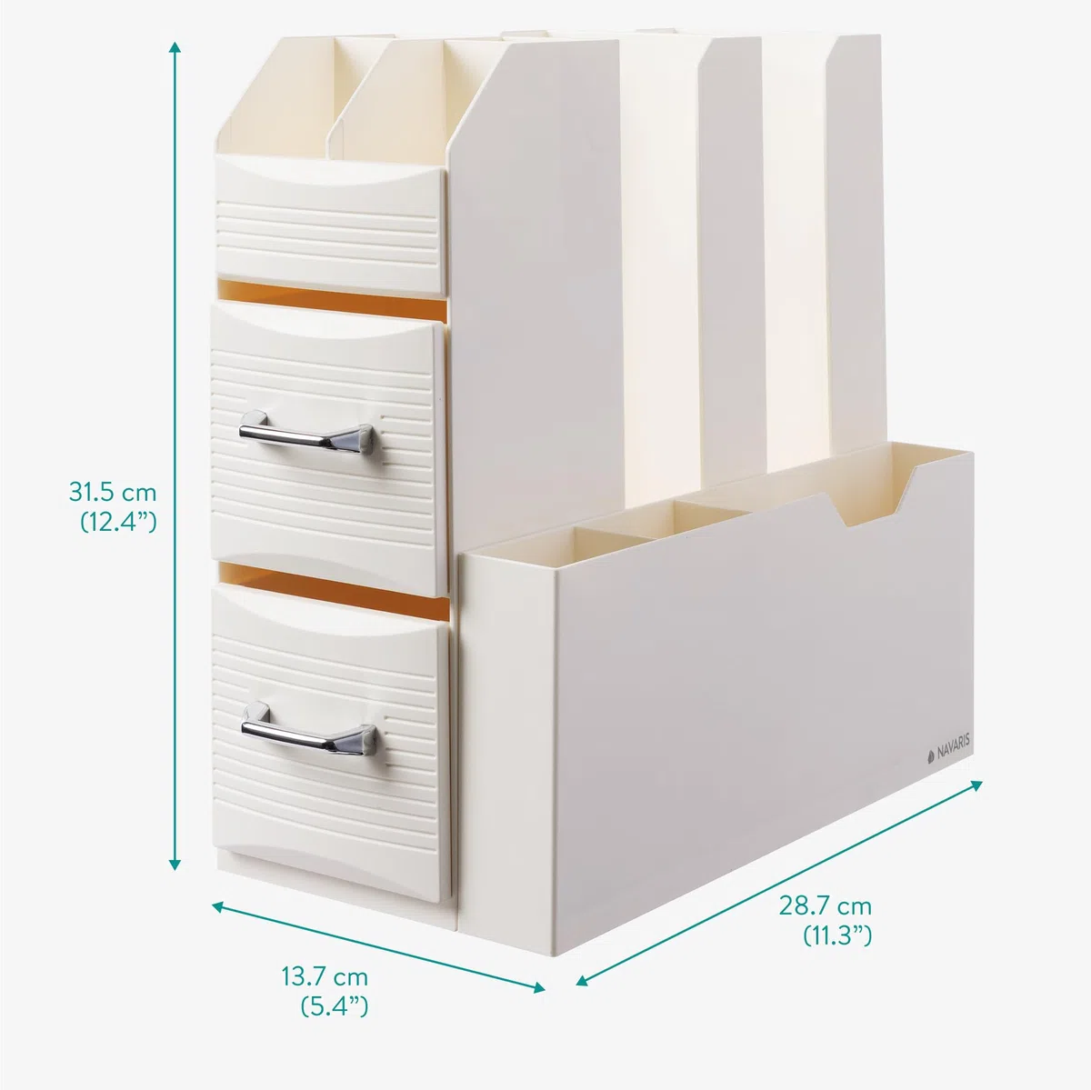 Navaris Organizzatore Professionale per Caffetteria - Cassettiera Verticale Multiscomparto - per Bicchieri Cannucce Tovaglioli Posate Bustine Zucchero - Crema